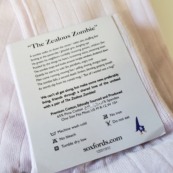 NEW Soxfords Zealous Zombie Embroidered Pima Cotton Socks - Picture 4 of 4